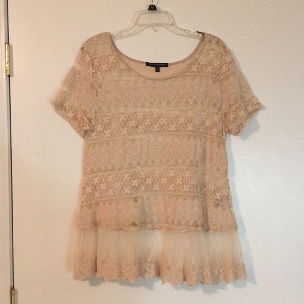 Cream Color See Through Shirt